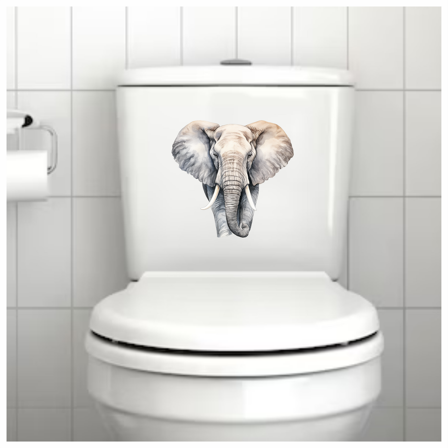 Grey African Elephant With Tusks And Large Ears Vinyl Decal Sticker