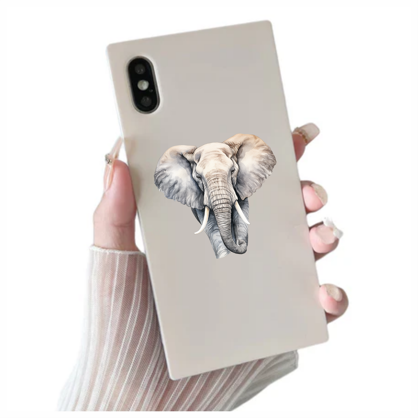 Grey African Elephant With Tusks And Large Ears Vinyl Decal Sticker