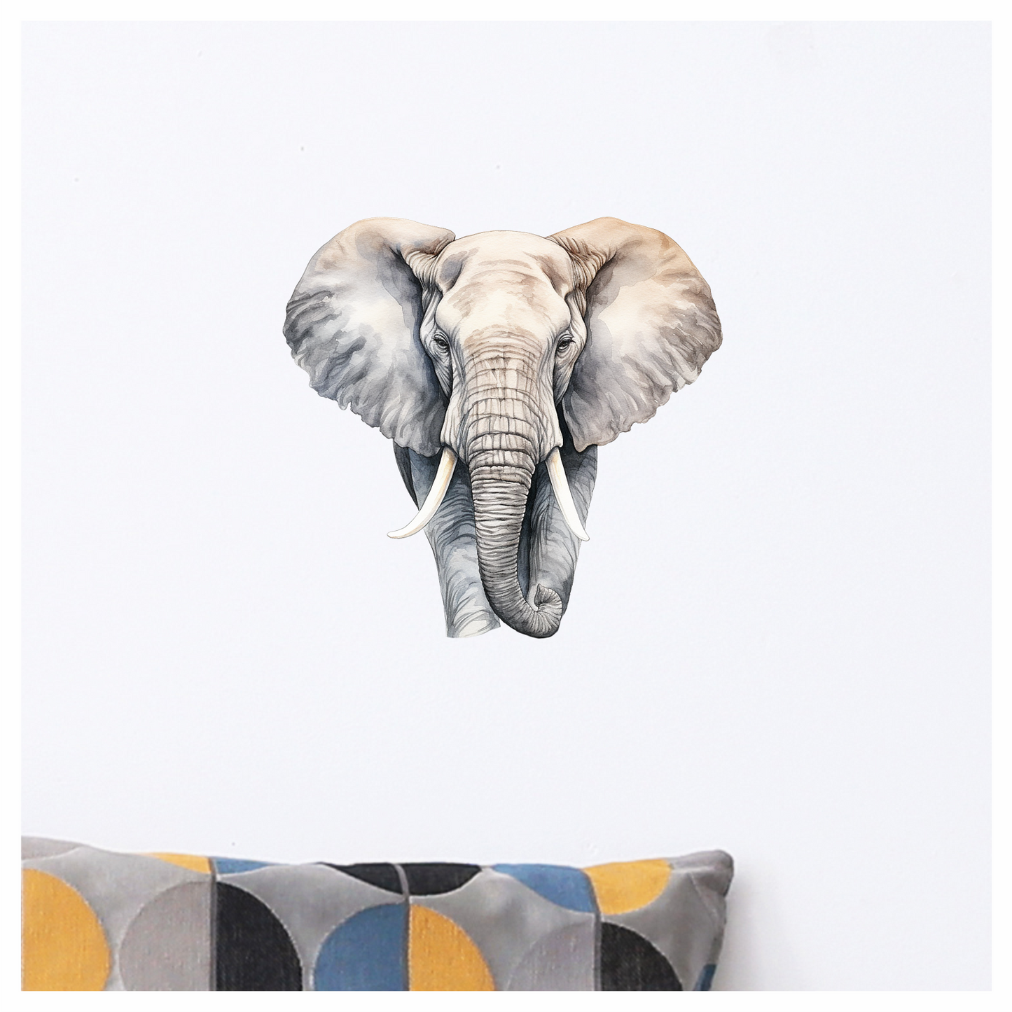 Grey African Elephant With Tusks And Large Ears Vinyl Decal Sticker