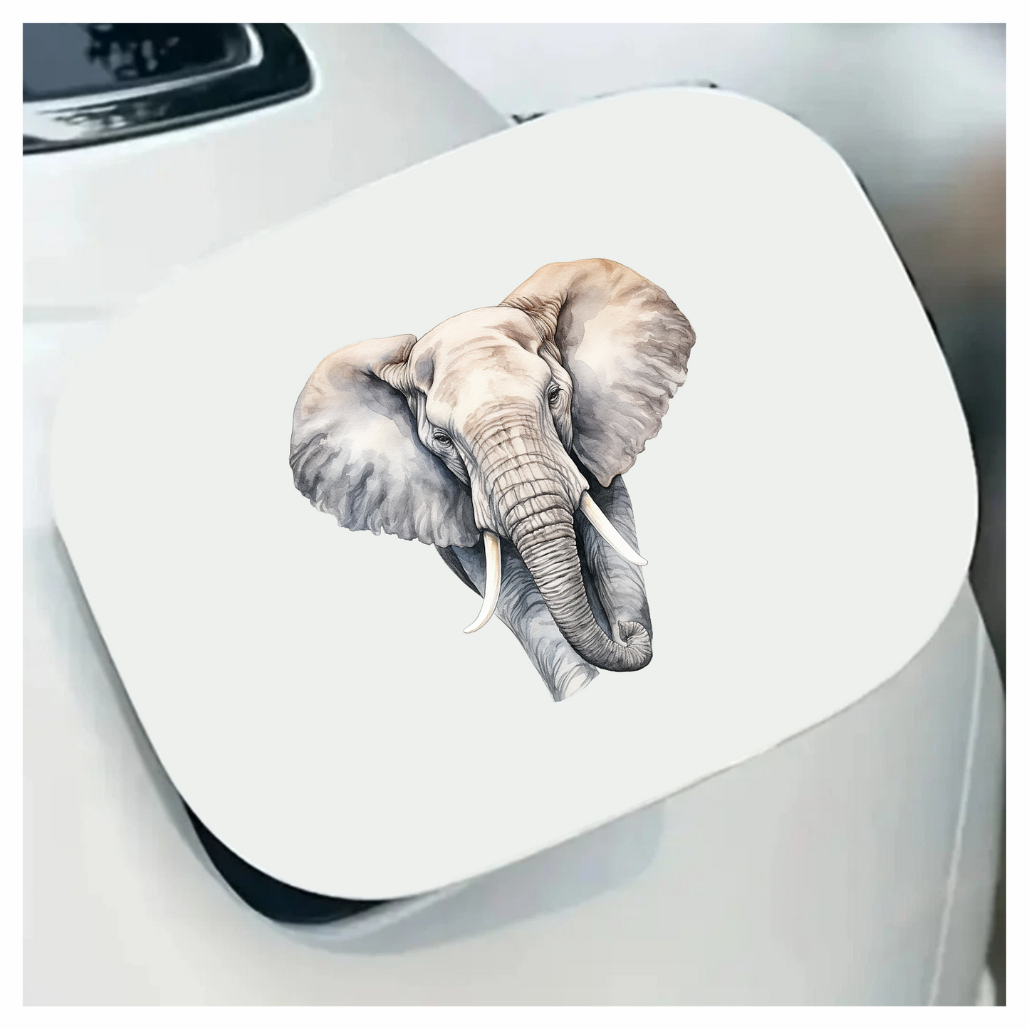 Grey African Elephant With Tusks And Large Ears Vinyl Decal Sticker
