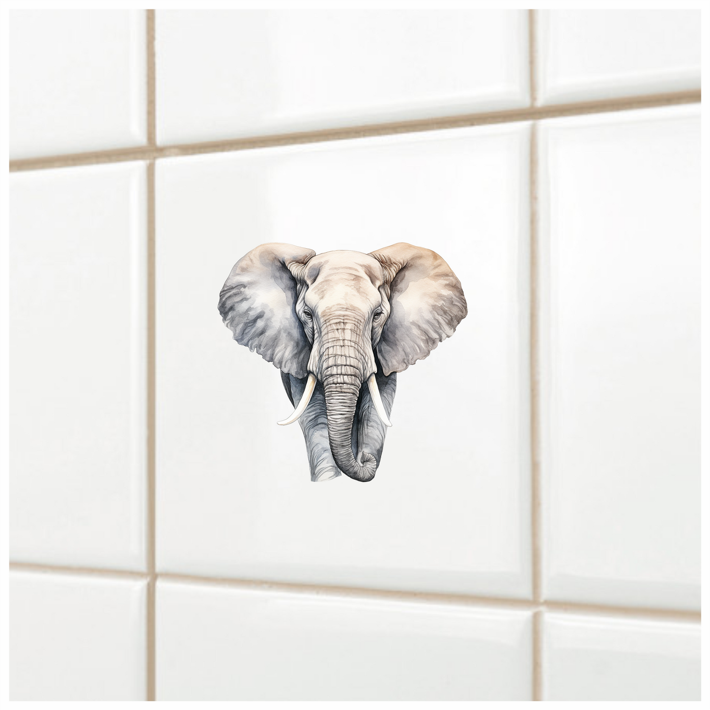 Grey African Elephant With Tusks And Large Ears Vinyl Decal Sticker