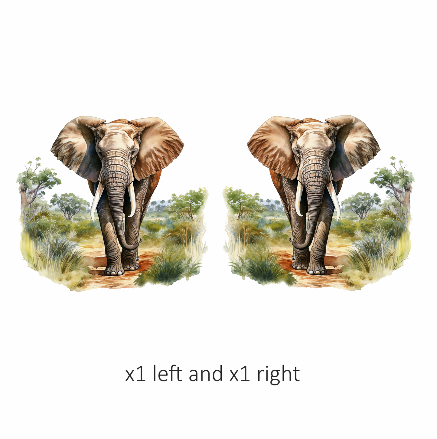 African Elephant Brown Grey Tusks Tall Wild Grassland Vinyl Decal Sticker