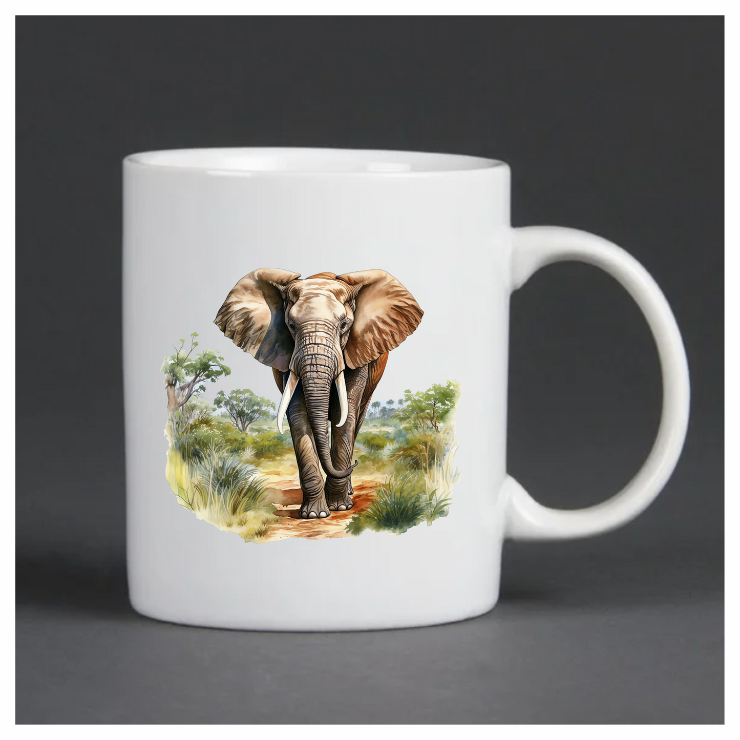 African Elephant Brown Grey Tusks Tall Wild Grassland Vinyl Decal Sticker