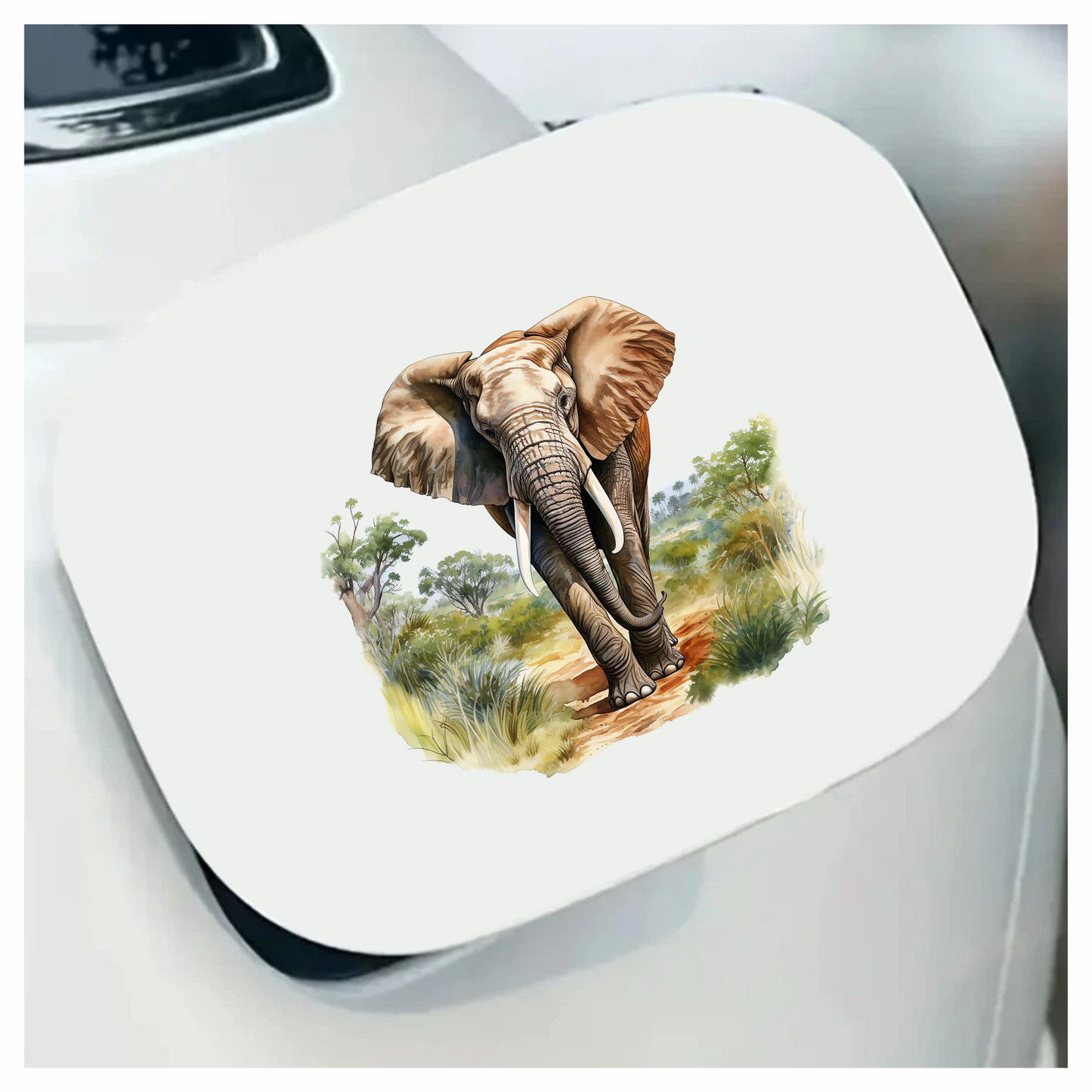 African Elephant Brown Grey Tusks Tall Wild Grassland Vinyl Decal Sticker