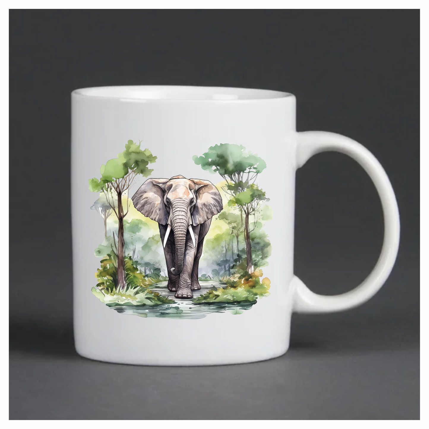 African Ashen Elephant Amidst Abundant Azure Arbor Vinyl Decal Sticker
