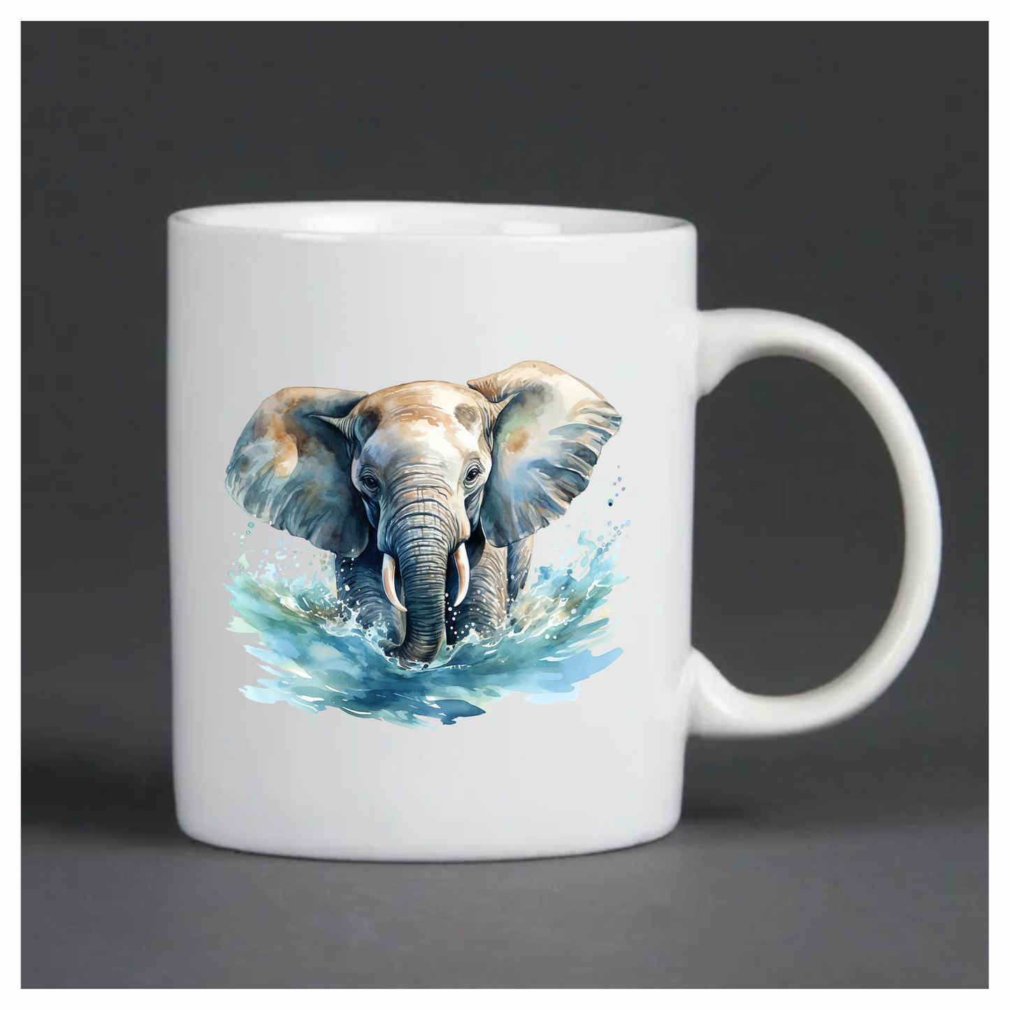 African Grey Elephant Splashing Aqua Azure Artistic Vinyl Decal Sticker