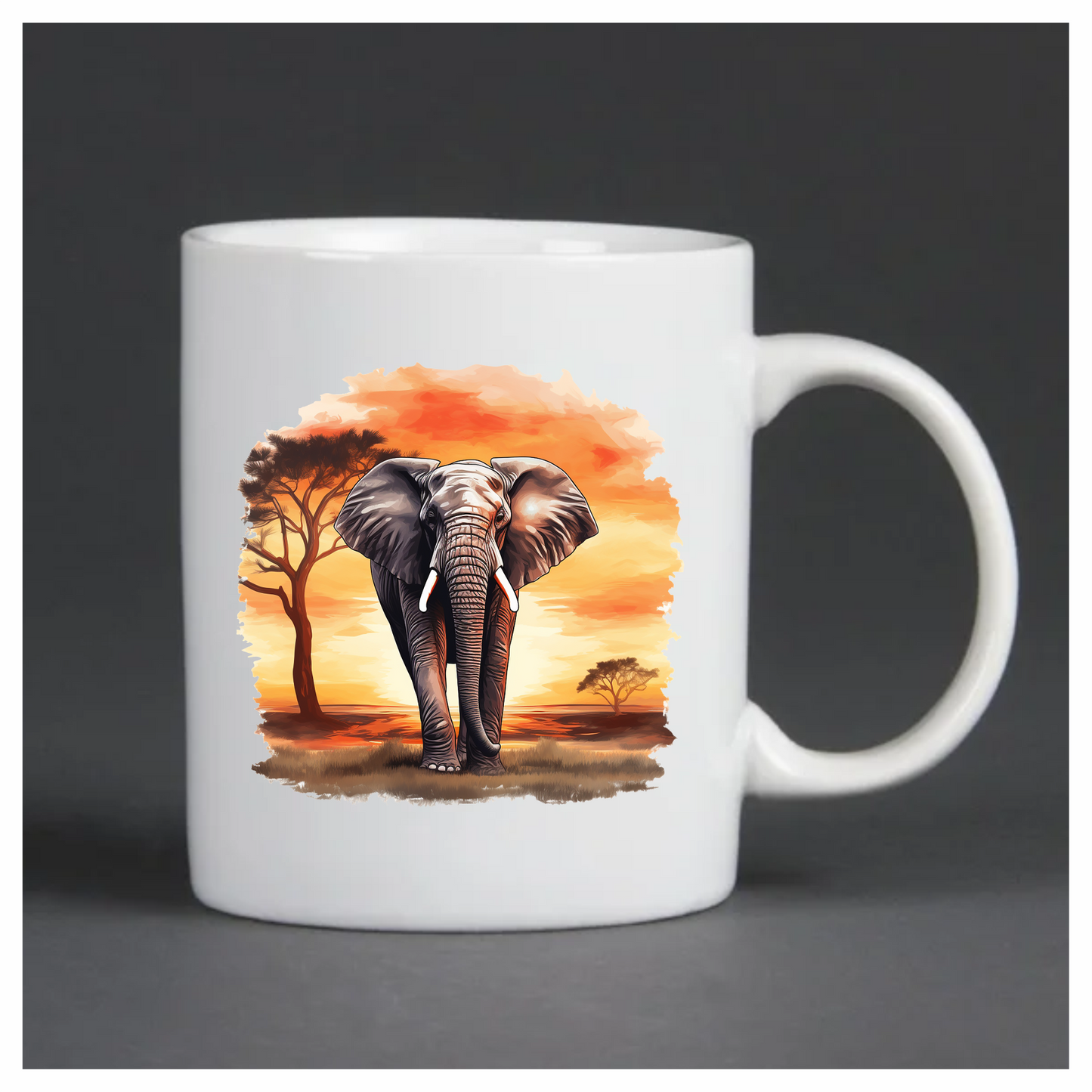 African Elephant Sunset Orange Landscape Vinyl Decal Sticker