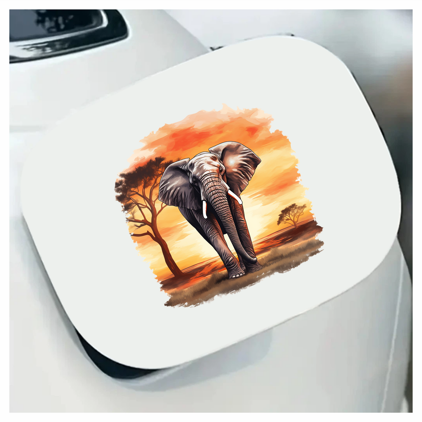 African Elephant Sunset Orange Landscape Vinyl Decal Sticker