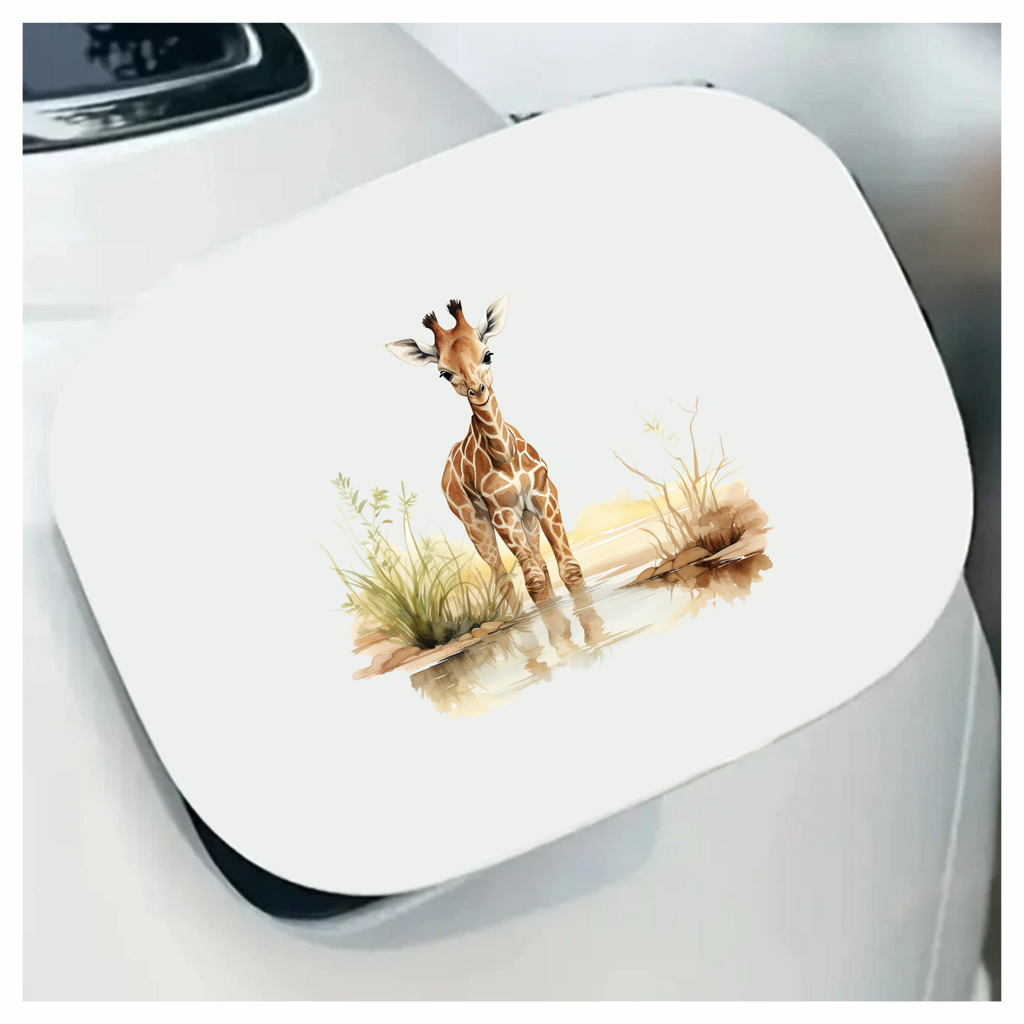 Brown Baby Giraffe Water Reflection Vinyl Sticker Decal
