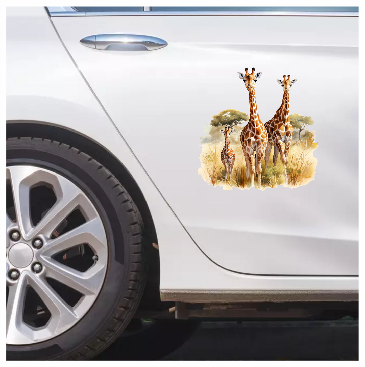 Giraffe Family Safari Brown Vinyl Decal Sticker