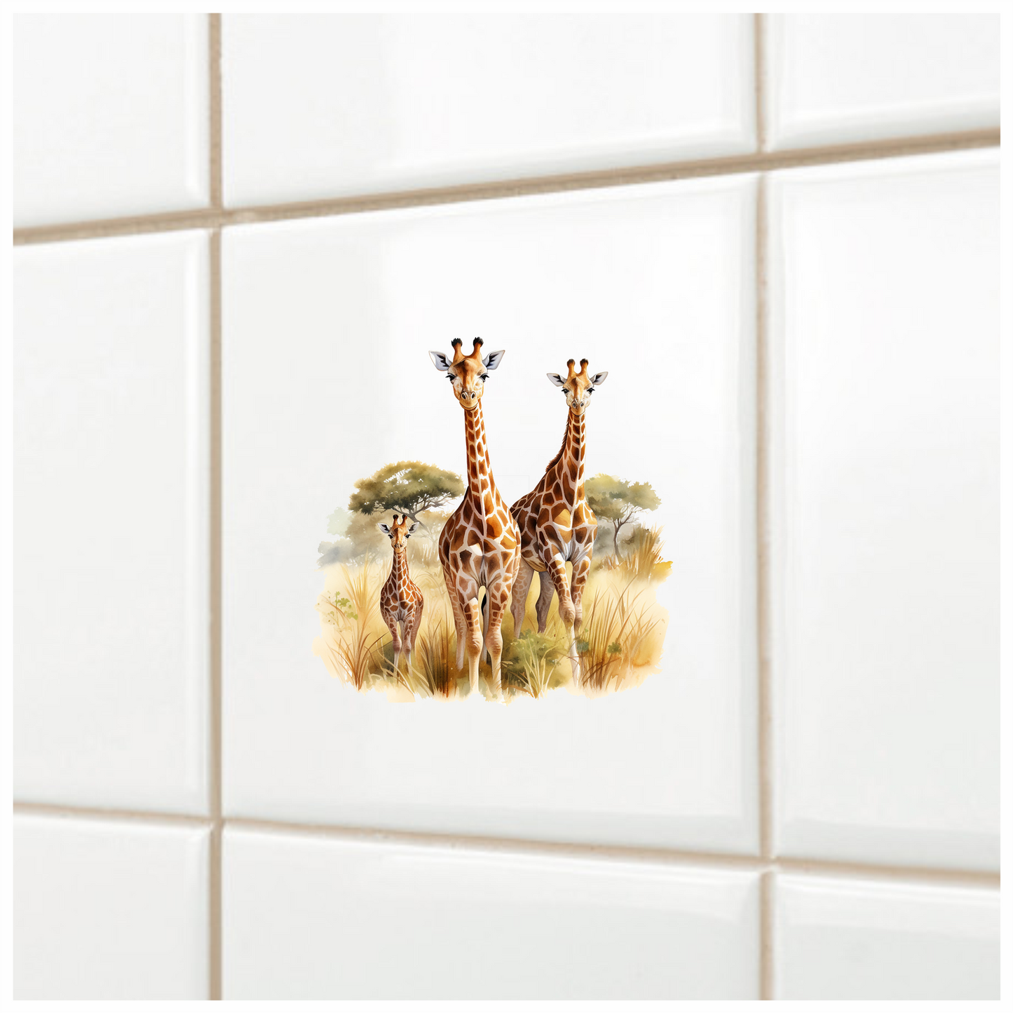 Giraffe Family Safari Brown Vinyl Decal Sticker
