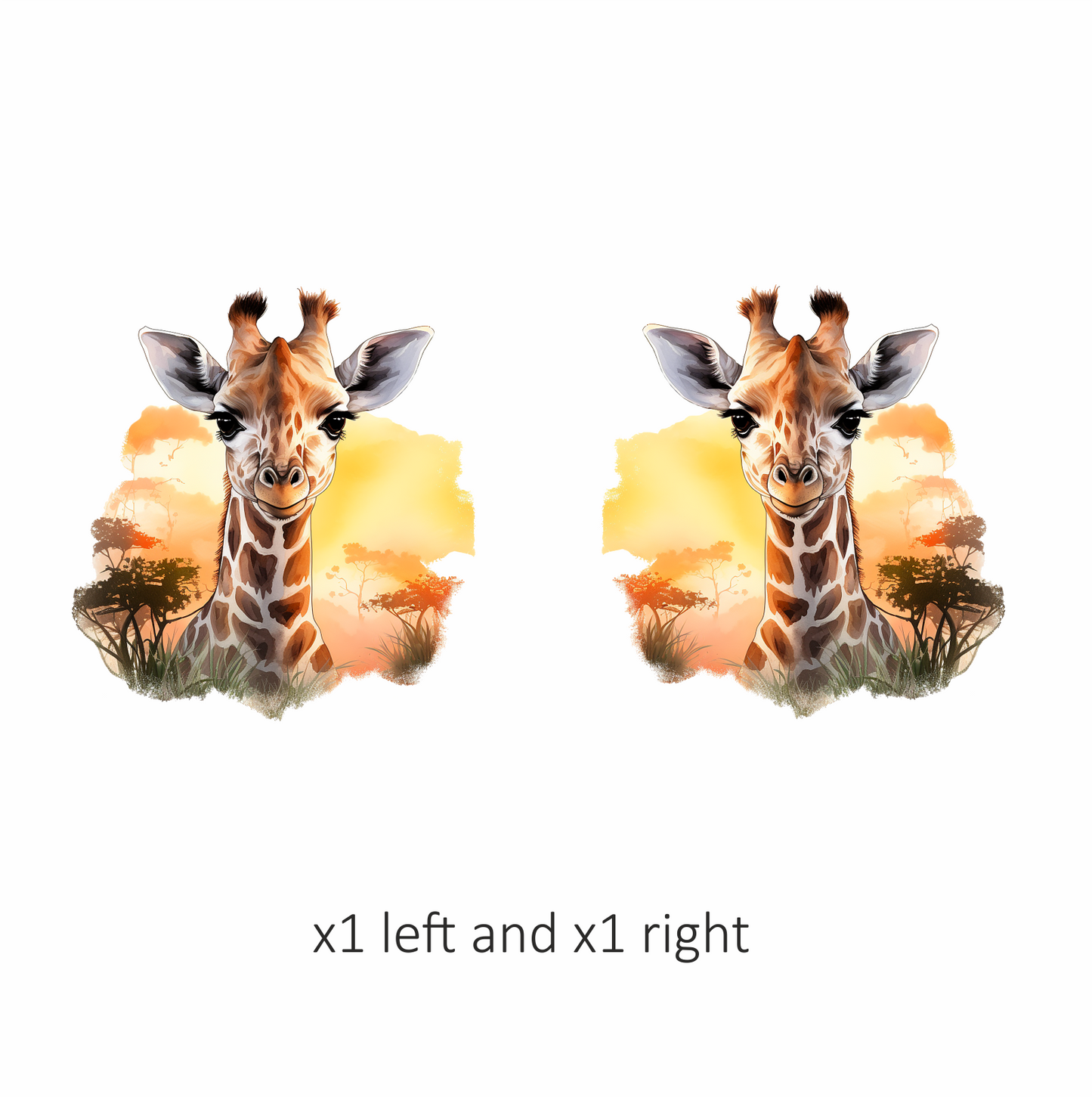 Giraffe Calf Brown Savannah Trees Sunset Vinyl Decal Sticker
