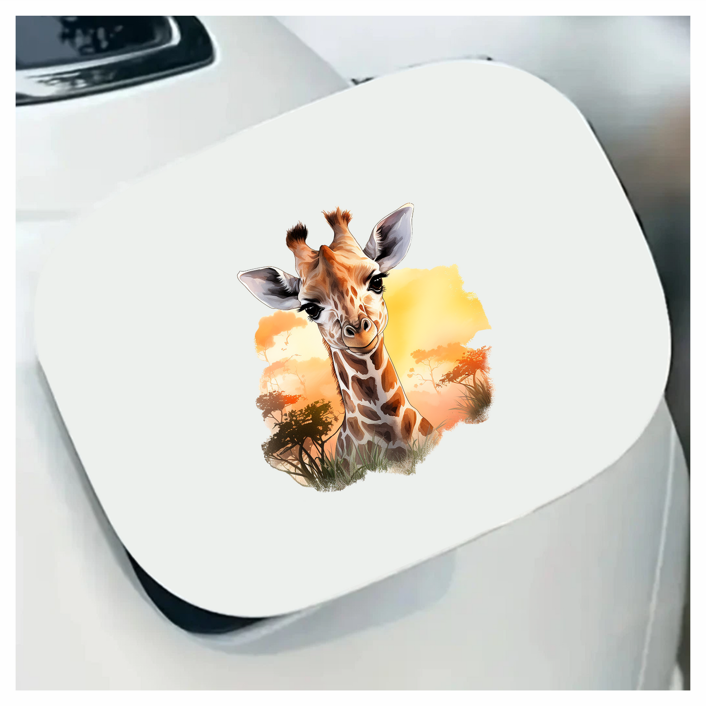 Giraffe Calf Brown Savannah Trees Sunset Vinyl Decal Sticker