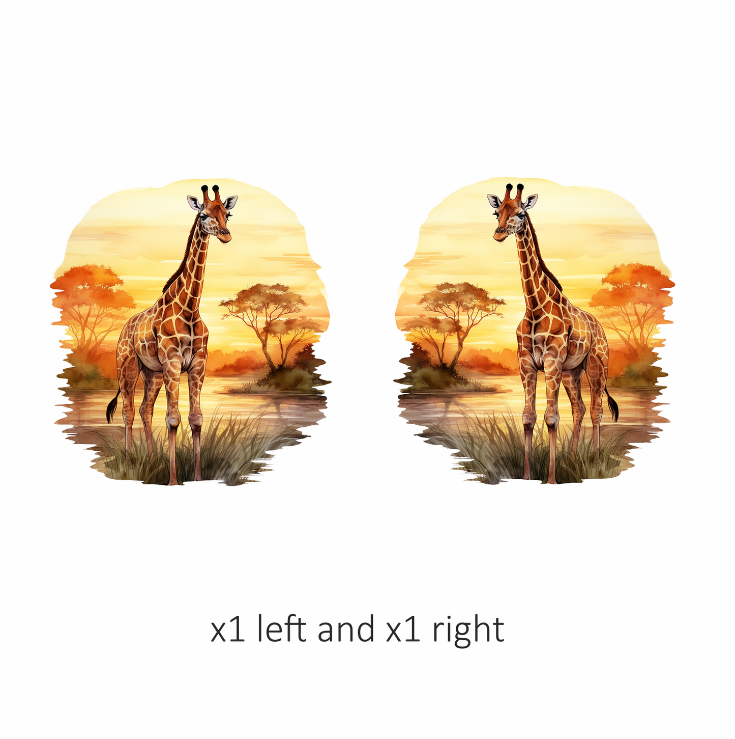 Giraffe Standing Orange Sunset Savannah Vinyl Decal Sticker