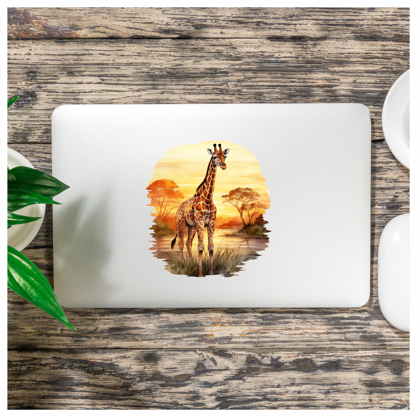 Giraffe Standing Orange Sunset Savannah Vinyl Decal Sticker