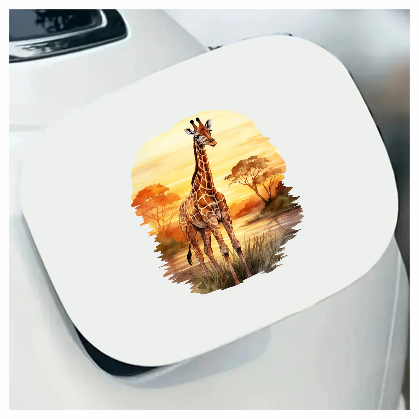 Giraffe Standing Orange Sunset Savannah Vinyl Decal Sticker