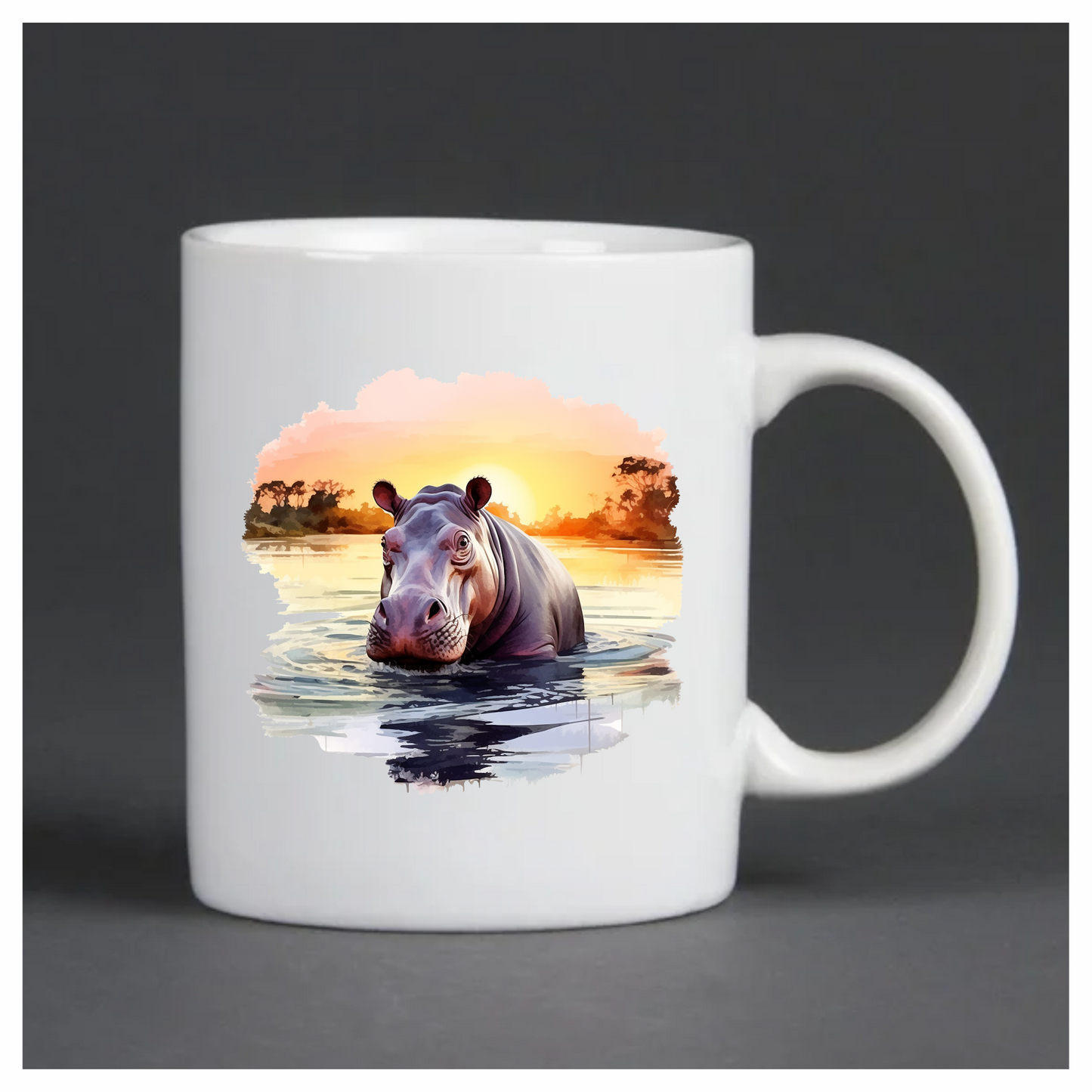 Hippo Breed Swimming Sunset Orange Water Vinyl Decal Sticker