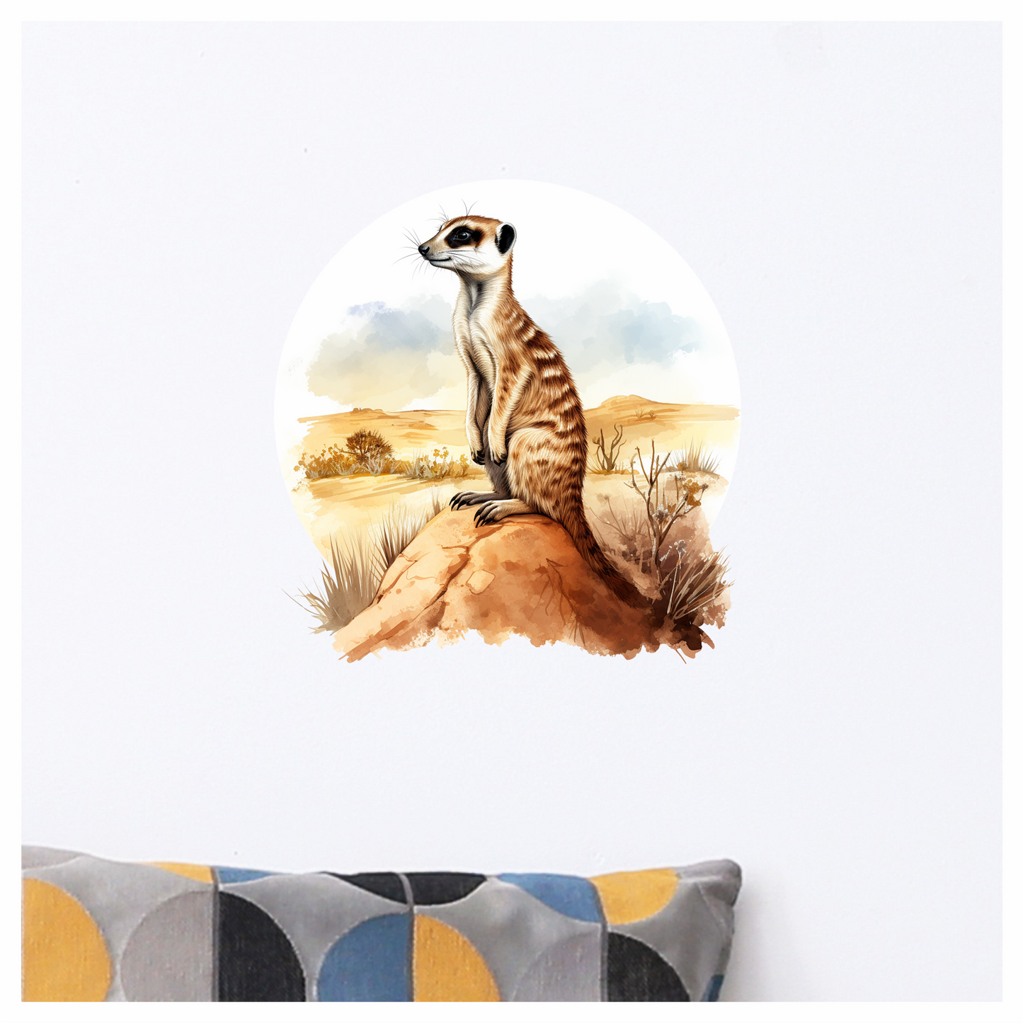 Meerkat Standing Brown Desert Landscape Vinyl Decal Sticker