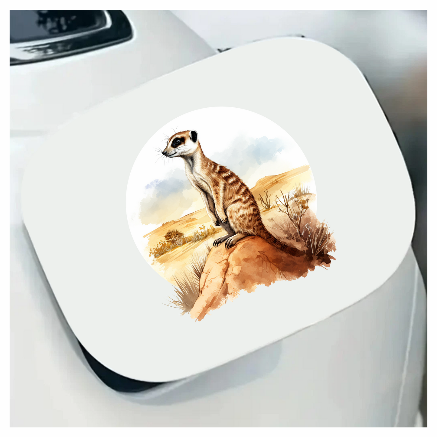Meerkat Standing Brown Desert Landscape Vinyl Decal Sticker
