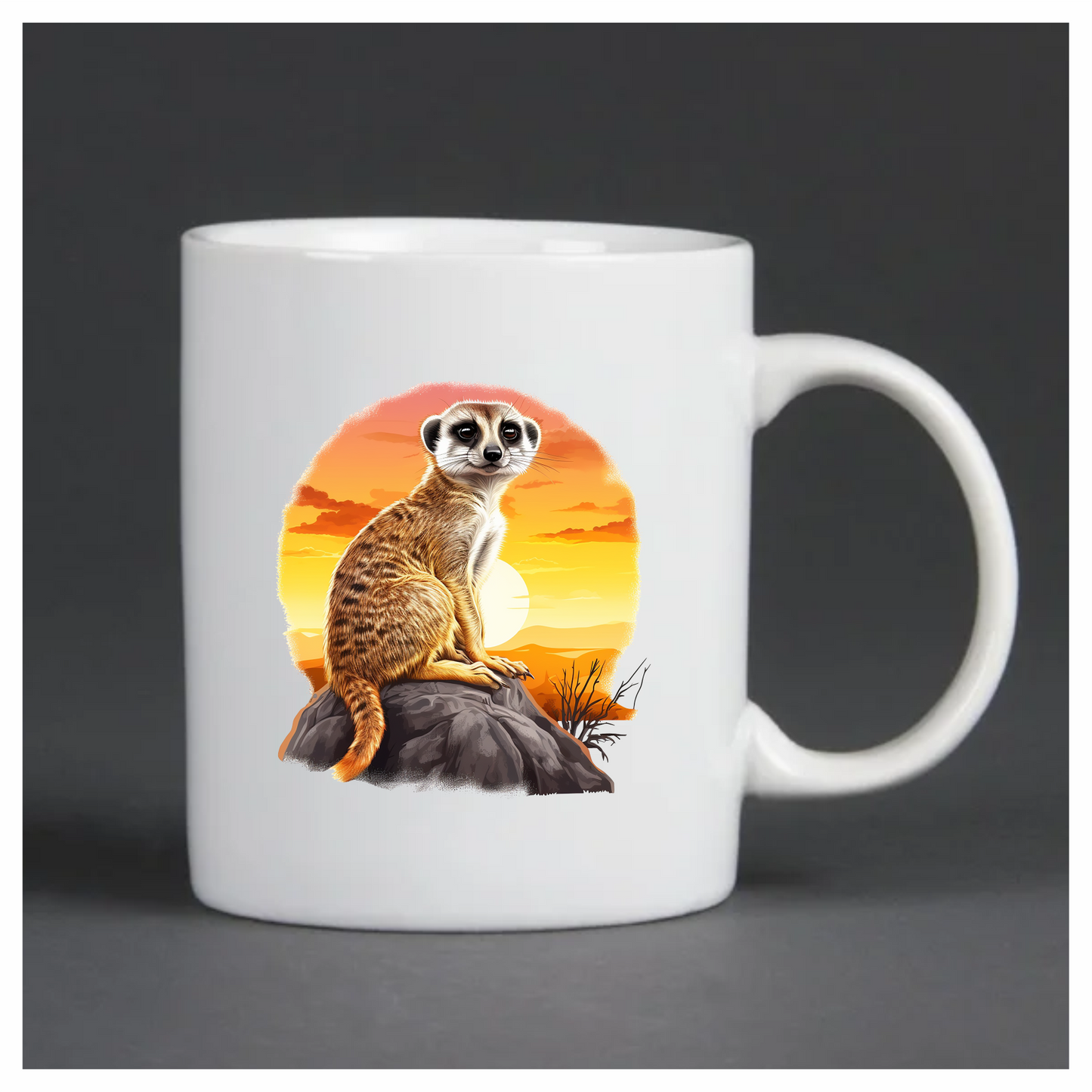 Meerkat Sitting On Grey Rock Sunset Vinyl Decal Sticker