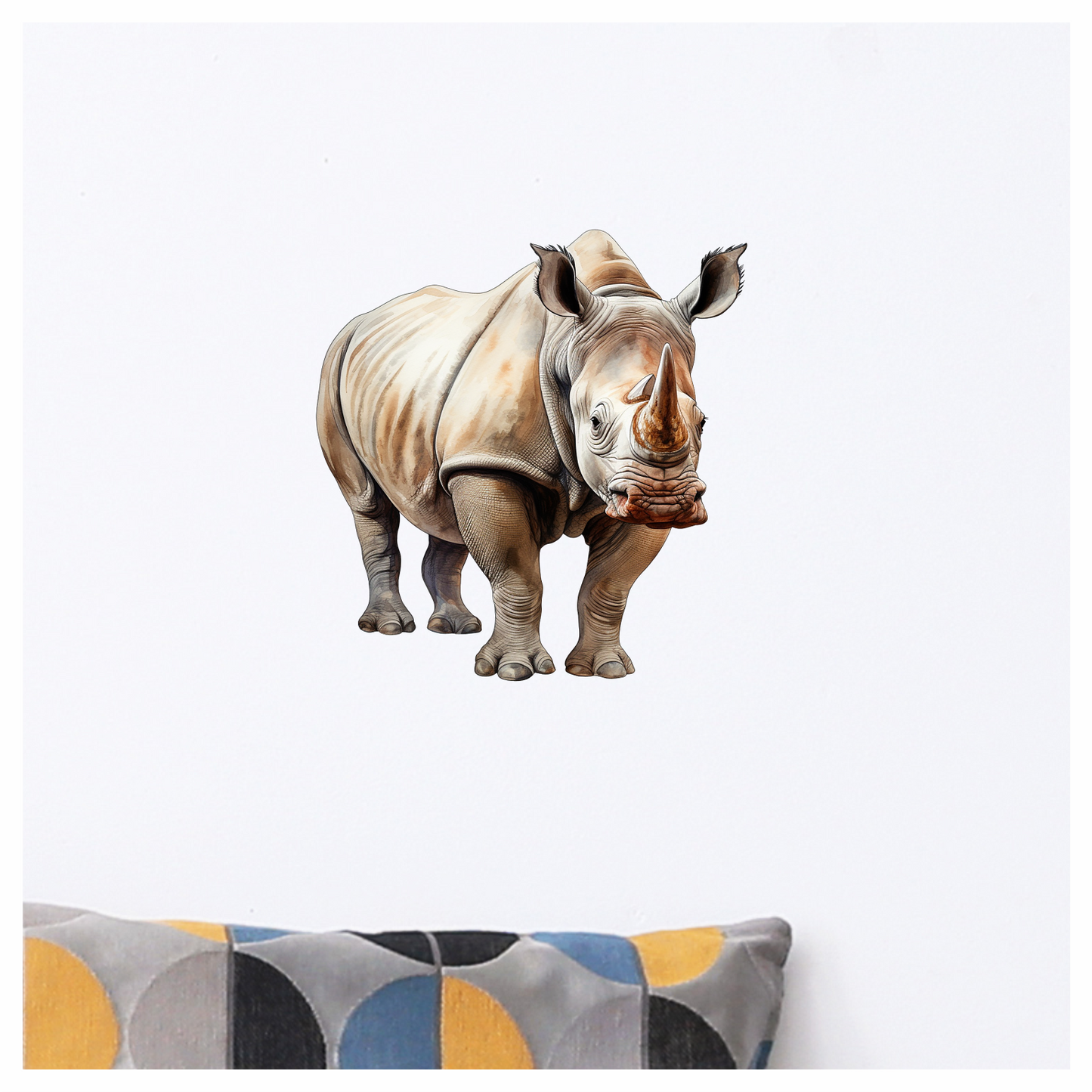 White Rhinoceros Standing Forward View Vinyl Decal Sticker