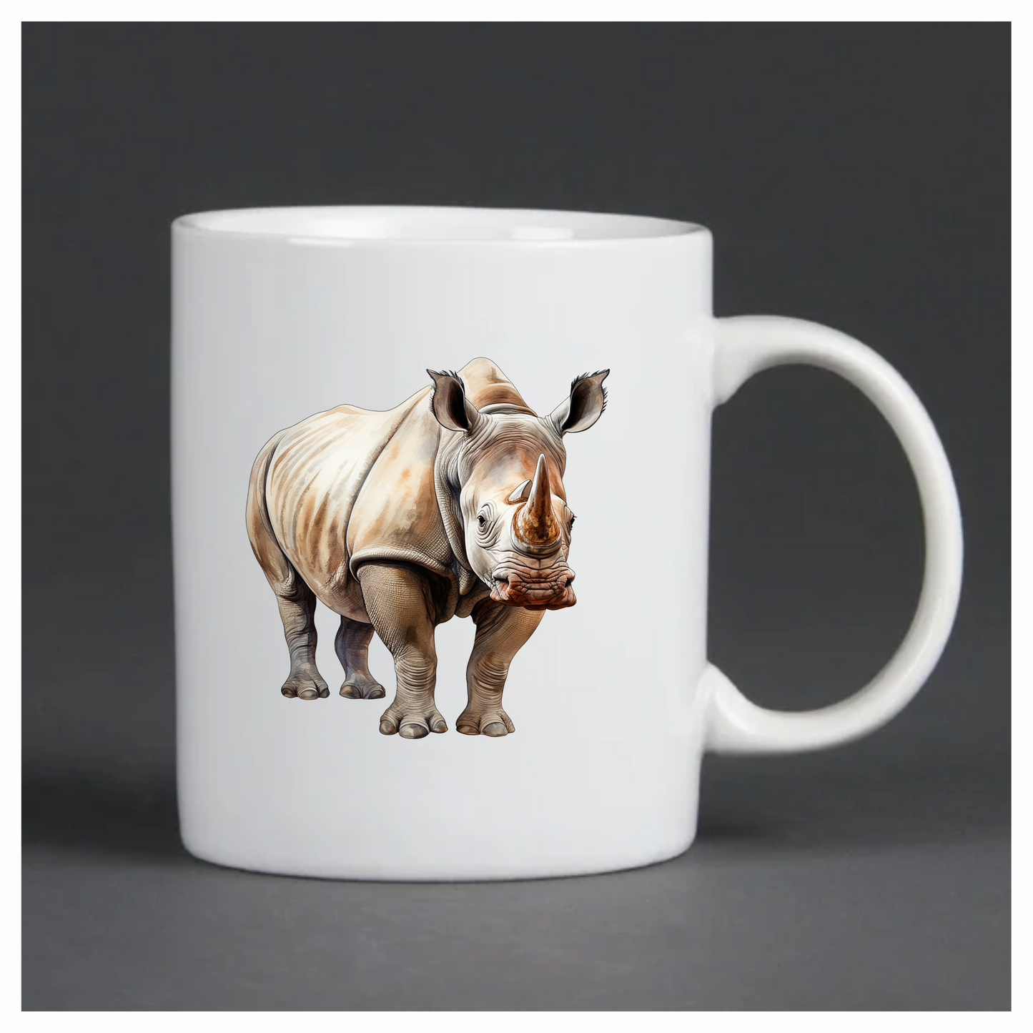 White Rhinoceros Standing Forward View Vinyl Decal Sticker
