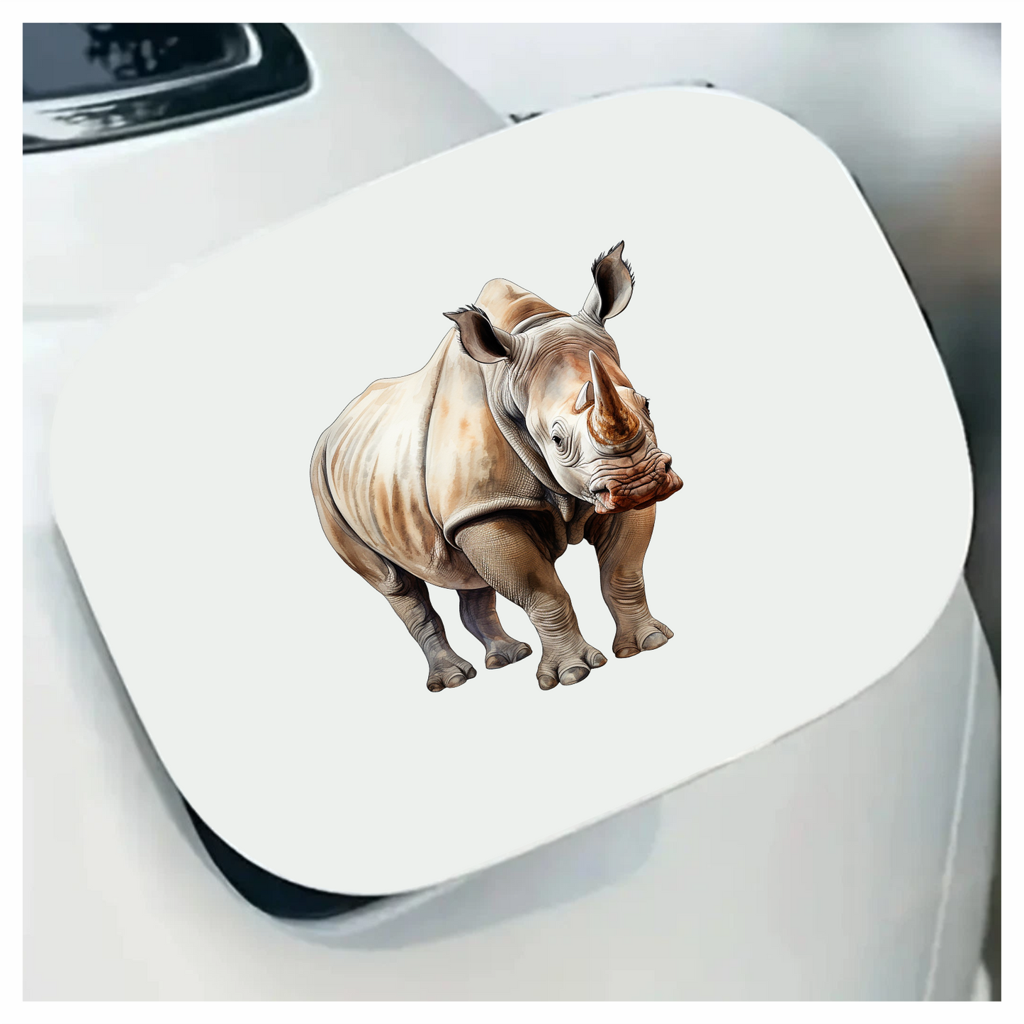 White Rhinoceros Standing Forward View Vinyl Decal Sticker