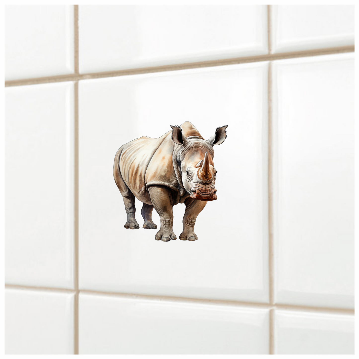 White Rhinoceros Standing Forward View Vinyl Decal Sticker