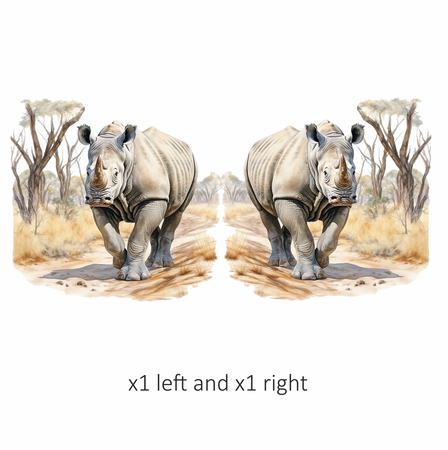 Grey Rhino Walking African Savannah Vinyl Sticker Decal