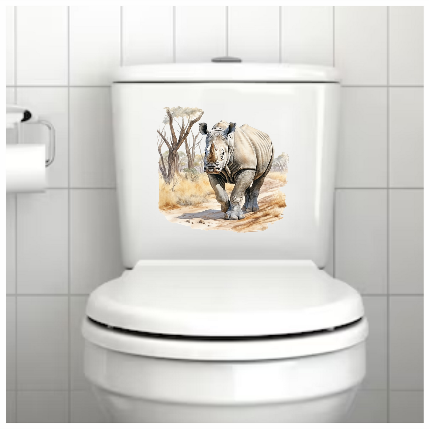 Grey Rhino Walking African Savannah Vinyl Sticker Decal