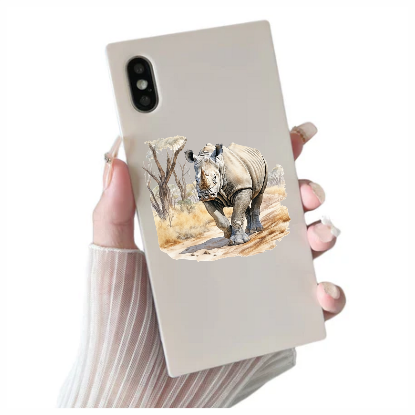 Grey Rhino Walking African Savannah Vinyl Sticker Decal