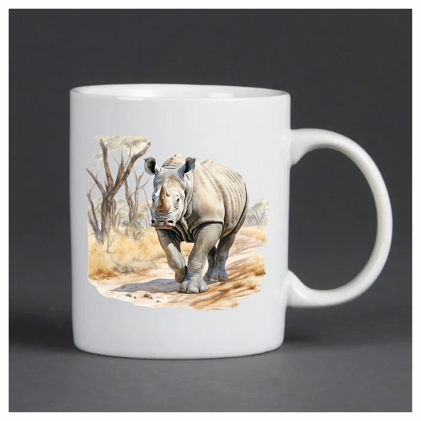 Grey Rhino Walking African Savannah Vinyl Sticker Decal