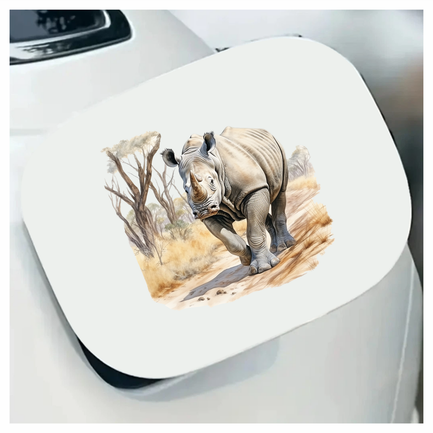 Grey Rhino Walking African Savannah Vinyl Sticker Decal