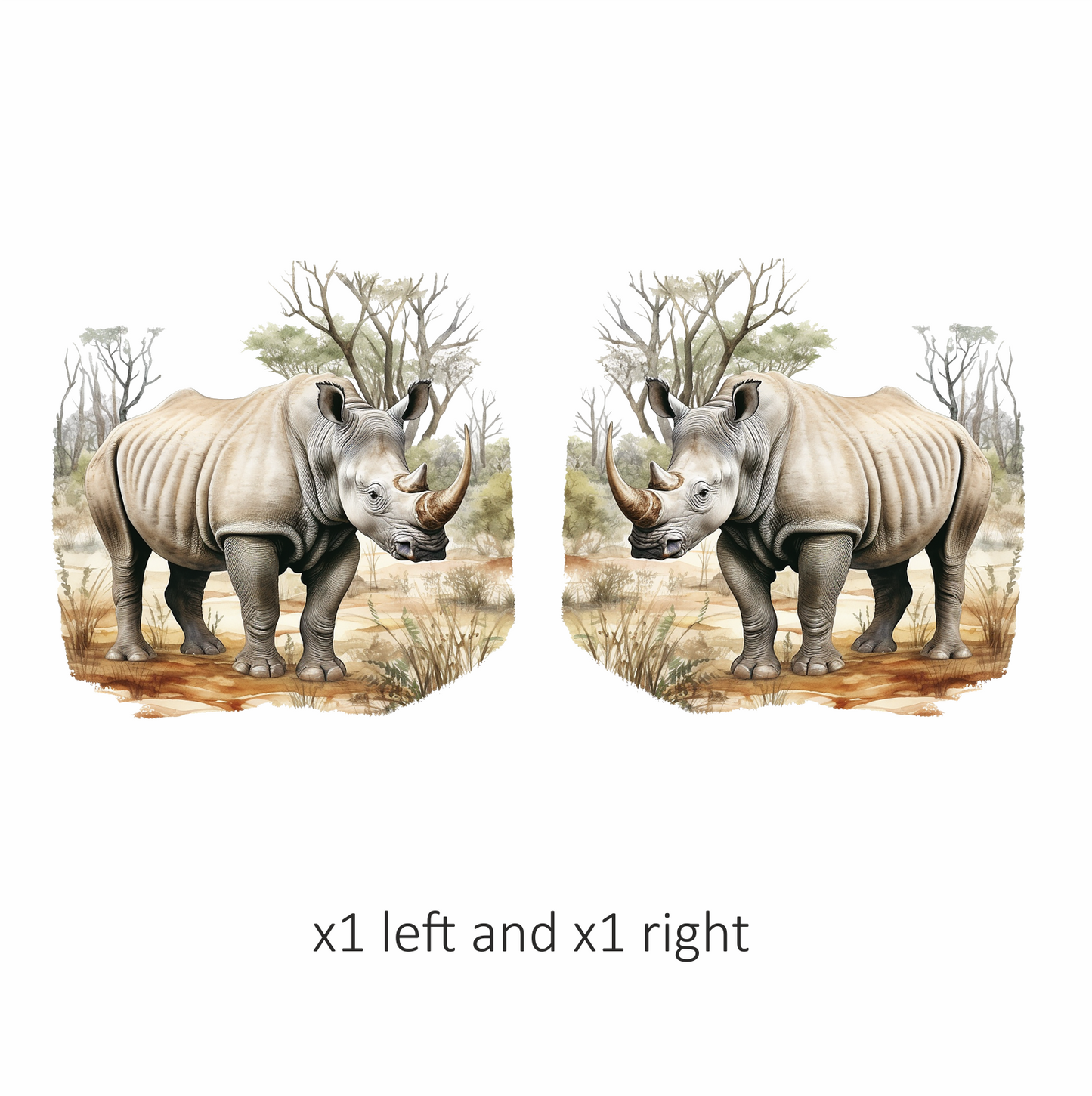 White Rhinoceros Standing In Savannah Vinyl Decal Sticker