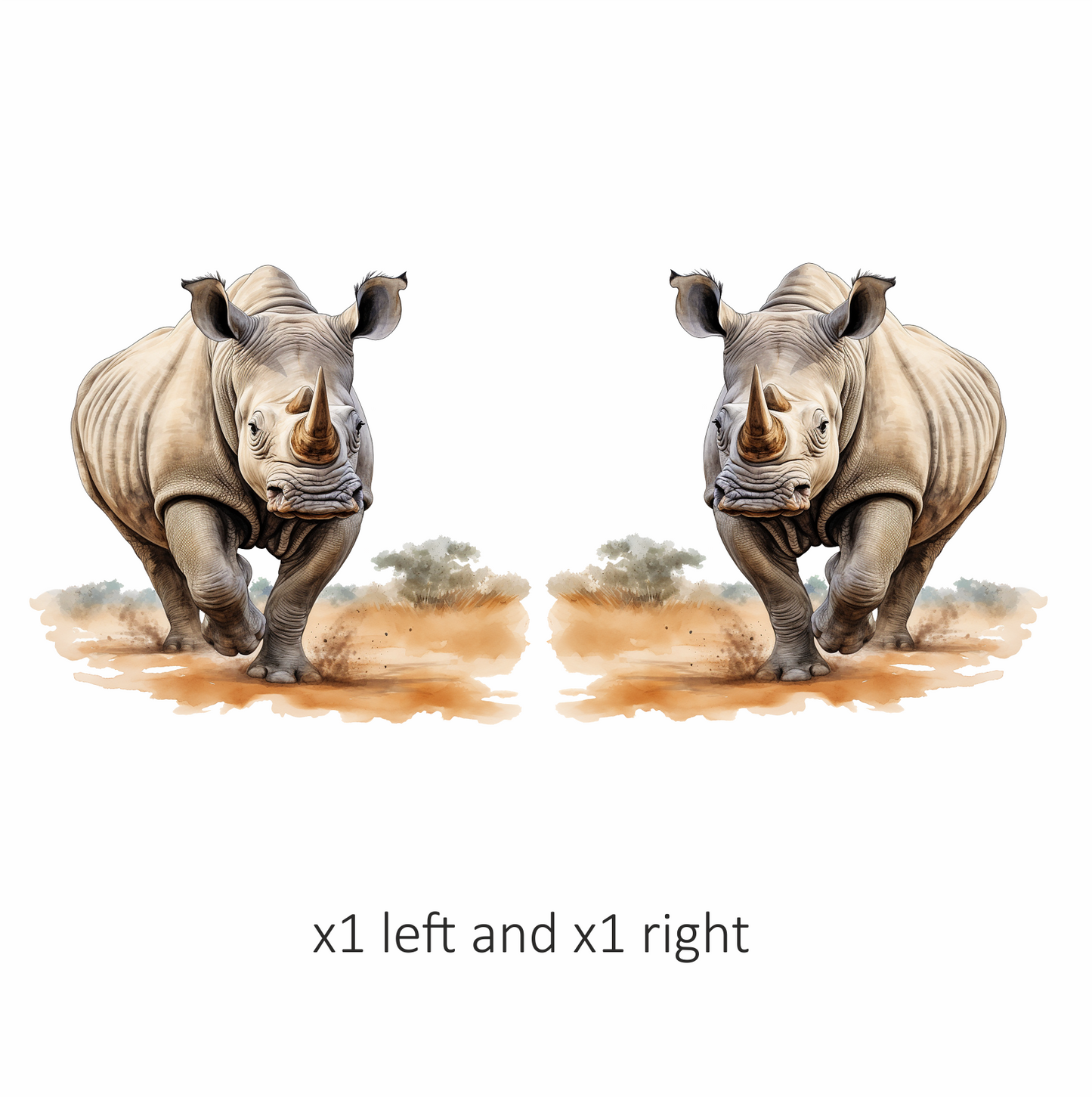 Running White Rhinoceros Brown Vinyl Decal Sticker