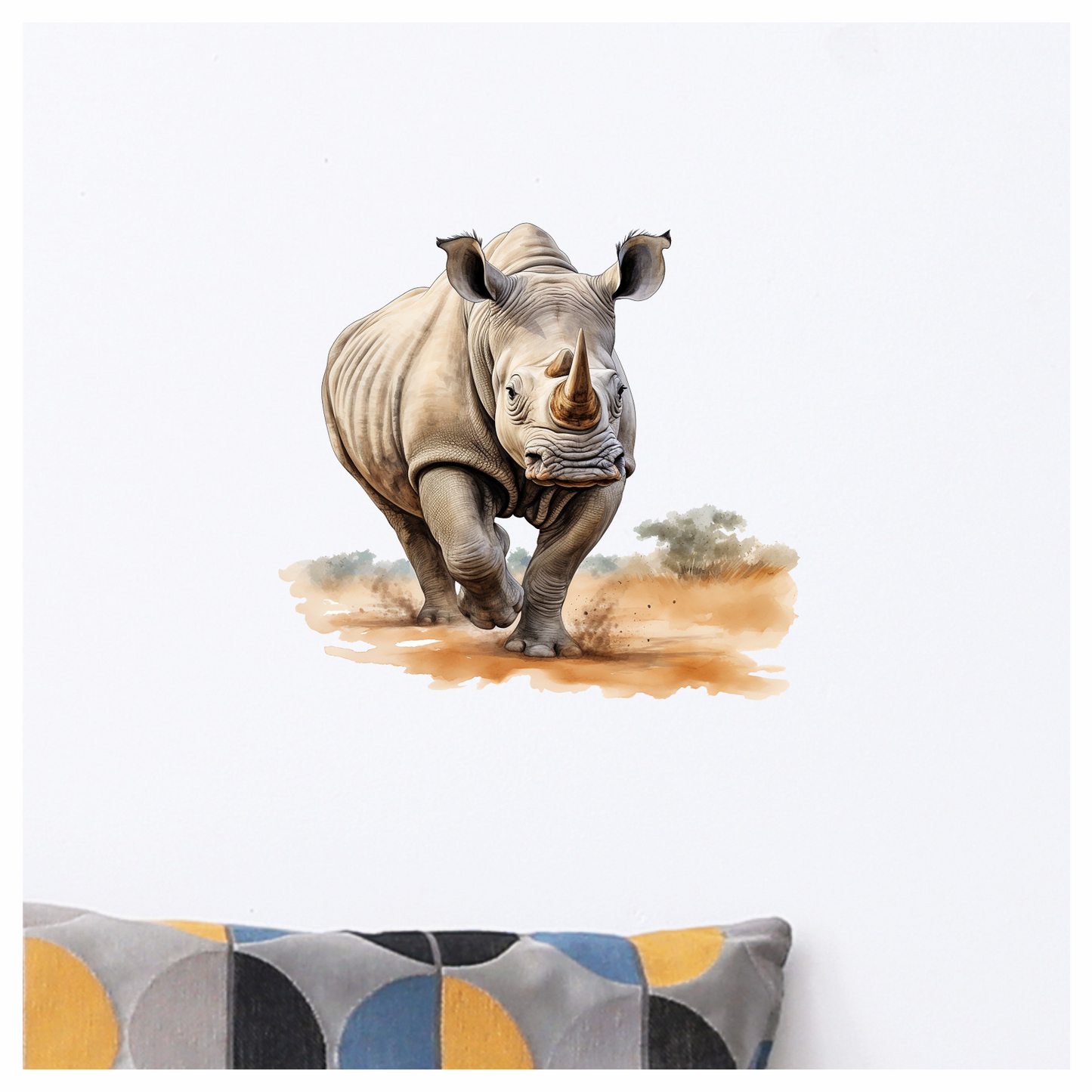 Running White Rhinoceros Brown Vinyl Decal Sticker