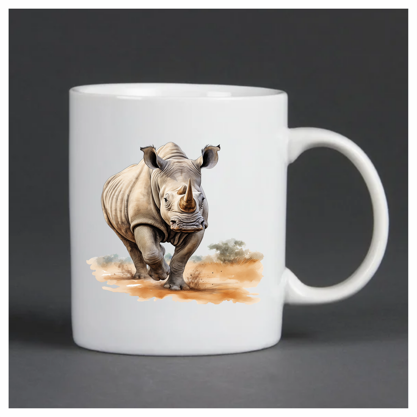 Running White Rhinoceros Brown Vinyl Decal Sticker