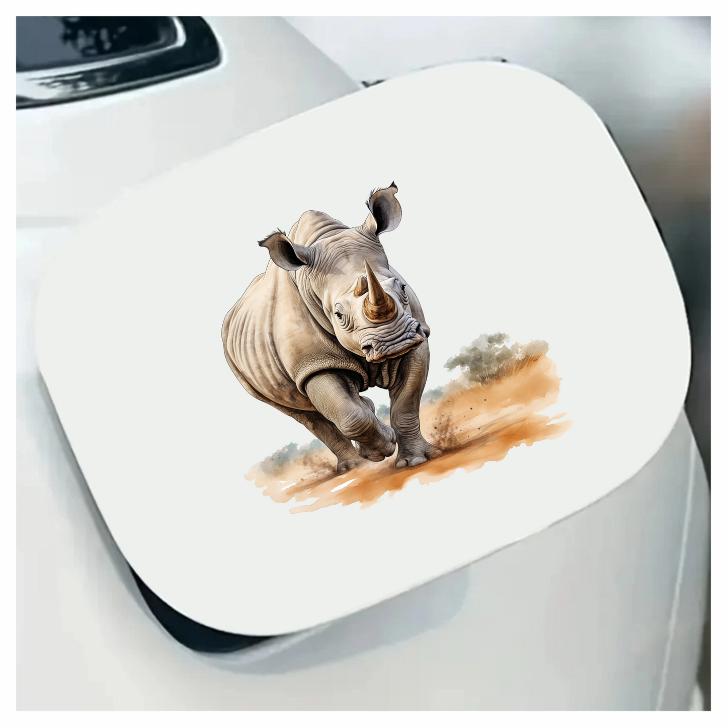 Running White Rhinoceros Brown Vinyl Decal Sticker