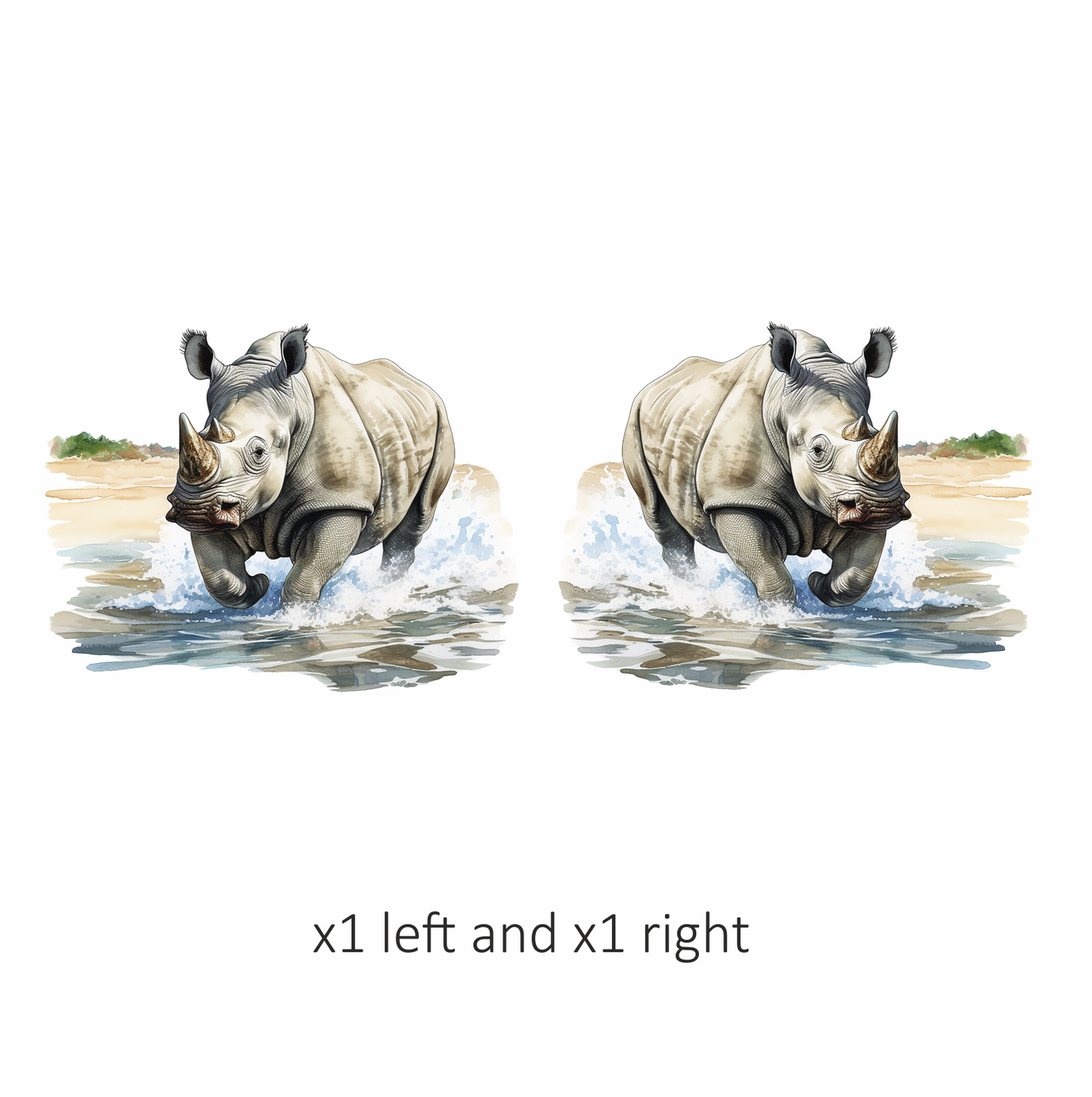 White Rhinoceros Running Through Water Vinyl Decal Sticker