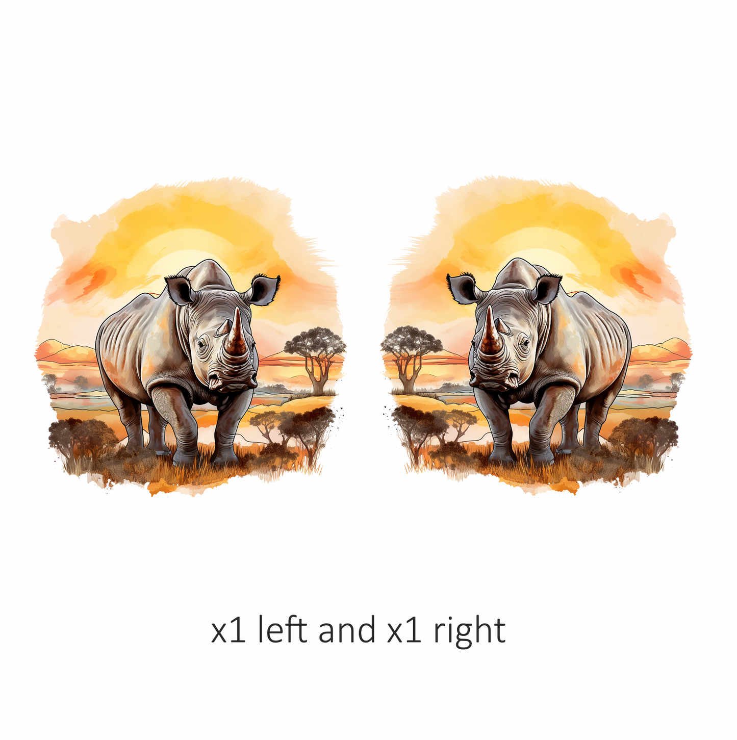 White Rhinoceros Stands At Sunset Vinyl Decal Sticker