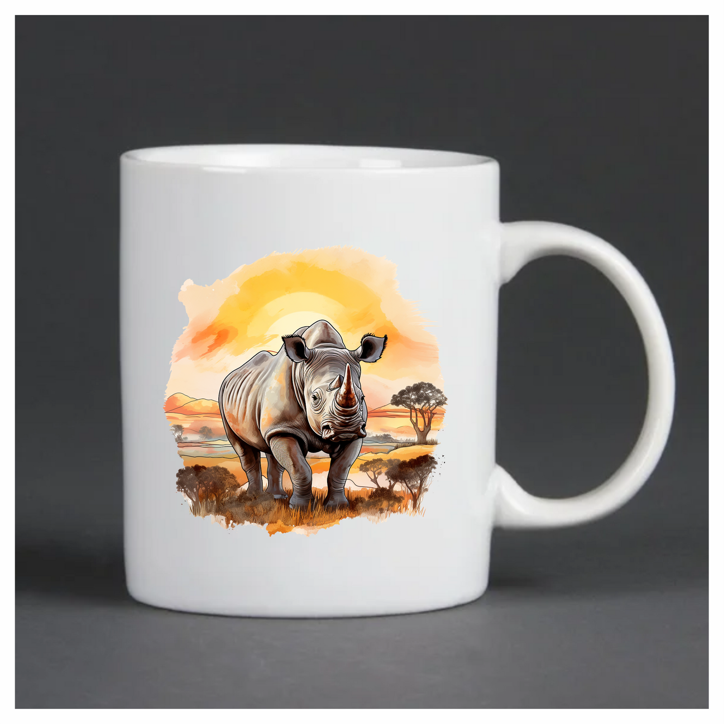 White Rhinoceros Stands At Sunset Vinyl Decal Sticker