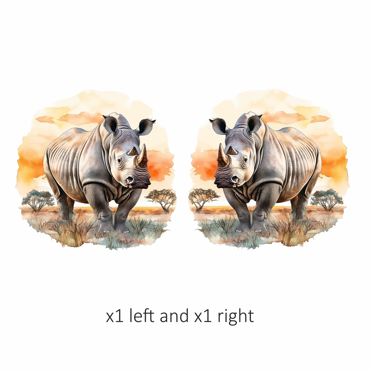 White Rhinoceros Standing African Sunset Vinyl Decal Sticker