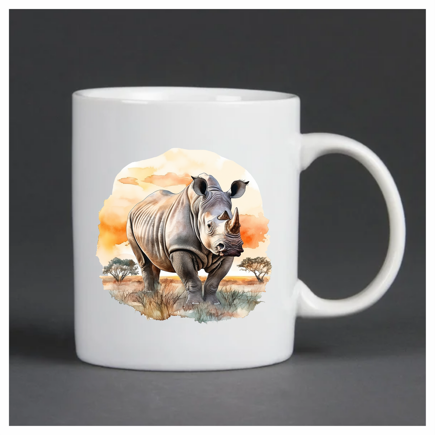 White Rhinoceros Standing African Sunset Vinyl Decal Sticker