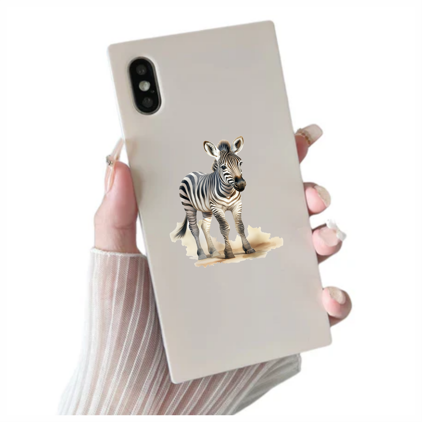 Plains Zebra Standing On Sand White Vinyl Decal Sticker