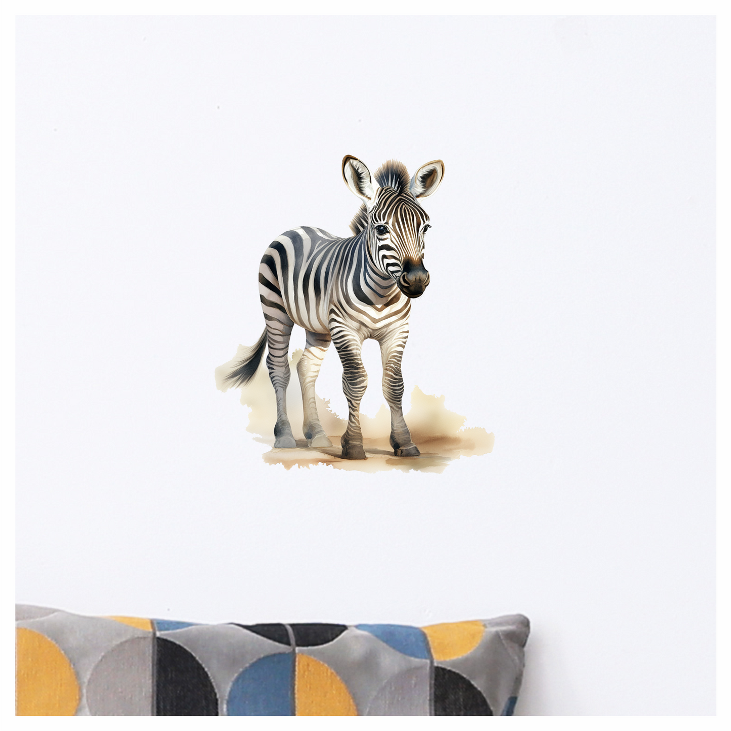 Plains Zebra Standing On Sand White Vinyl Decal Sticker