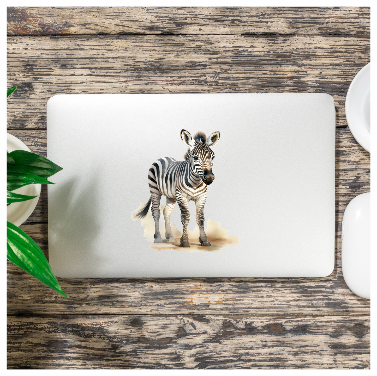 Plains Zebra Standing On Sand White Vinyl Decal Sticker