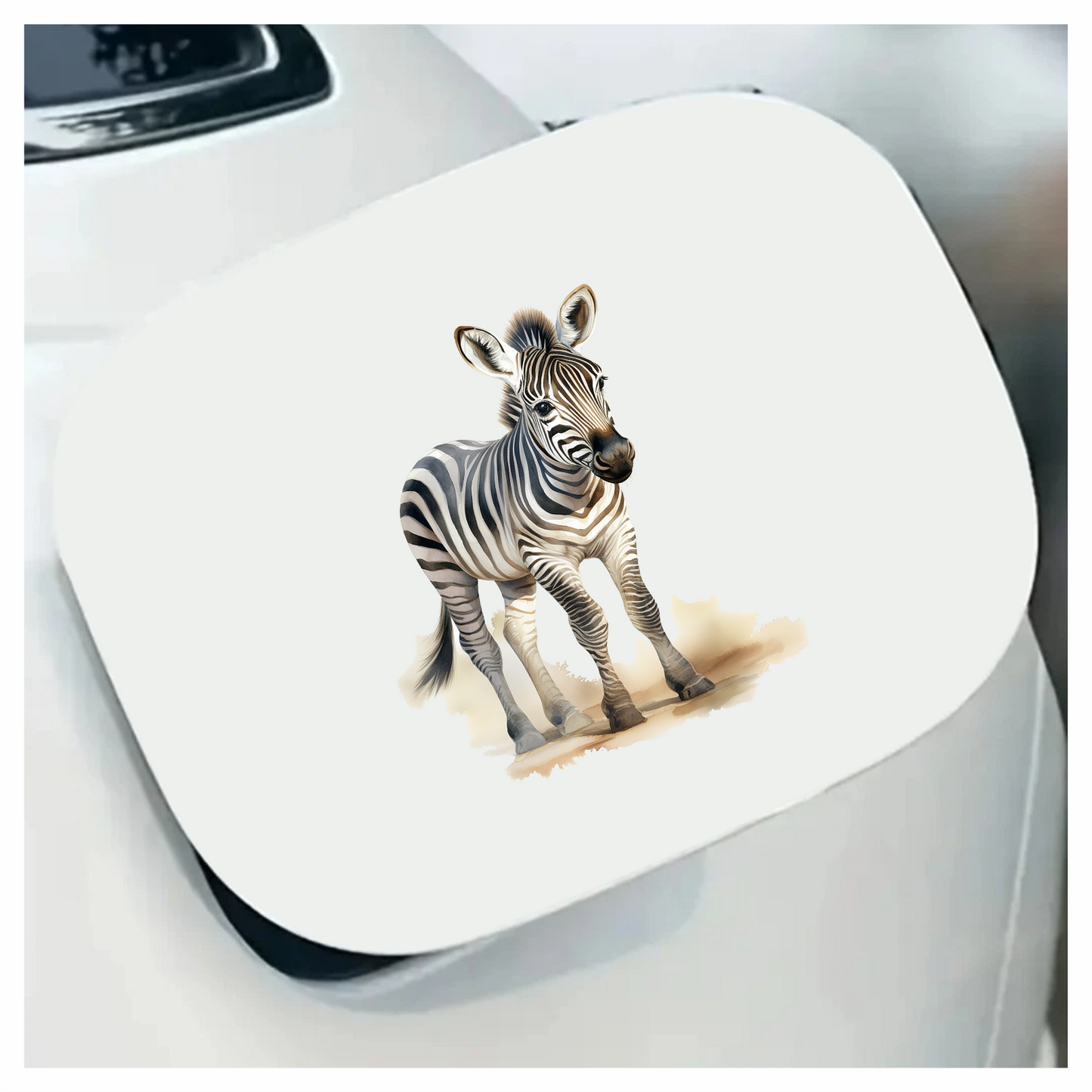 Plains Zebra Standing On Sand White Vinyl Decal Sticker