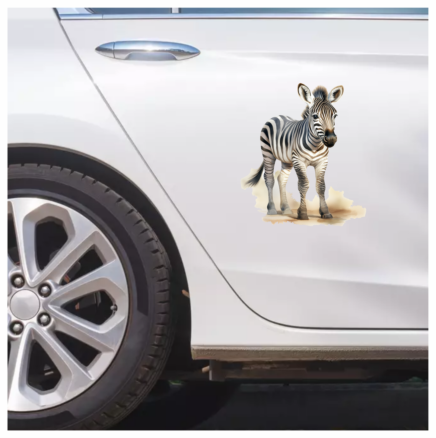 Plains Zebra Standing On Sand White Vinyl Decal Sticker