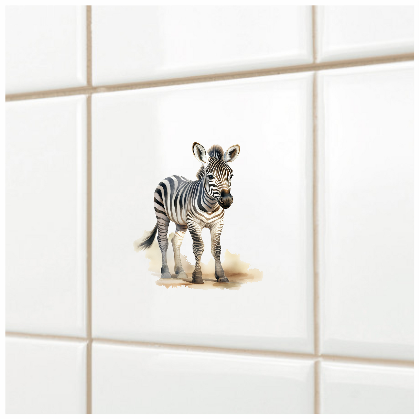 Plains Zebra Standing On Sand White Vinyl Decal Sticker