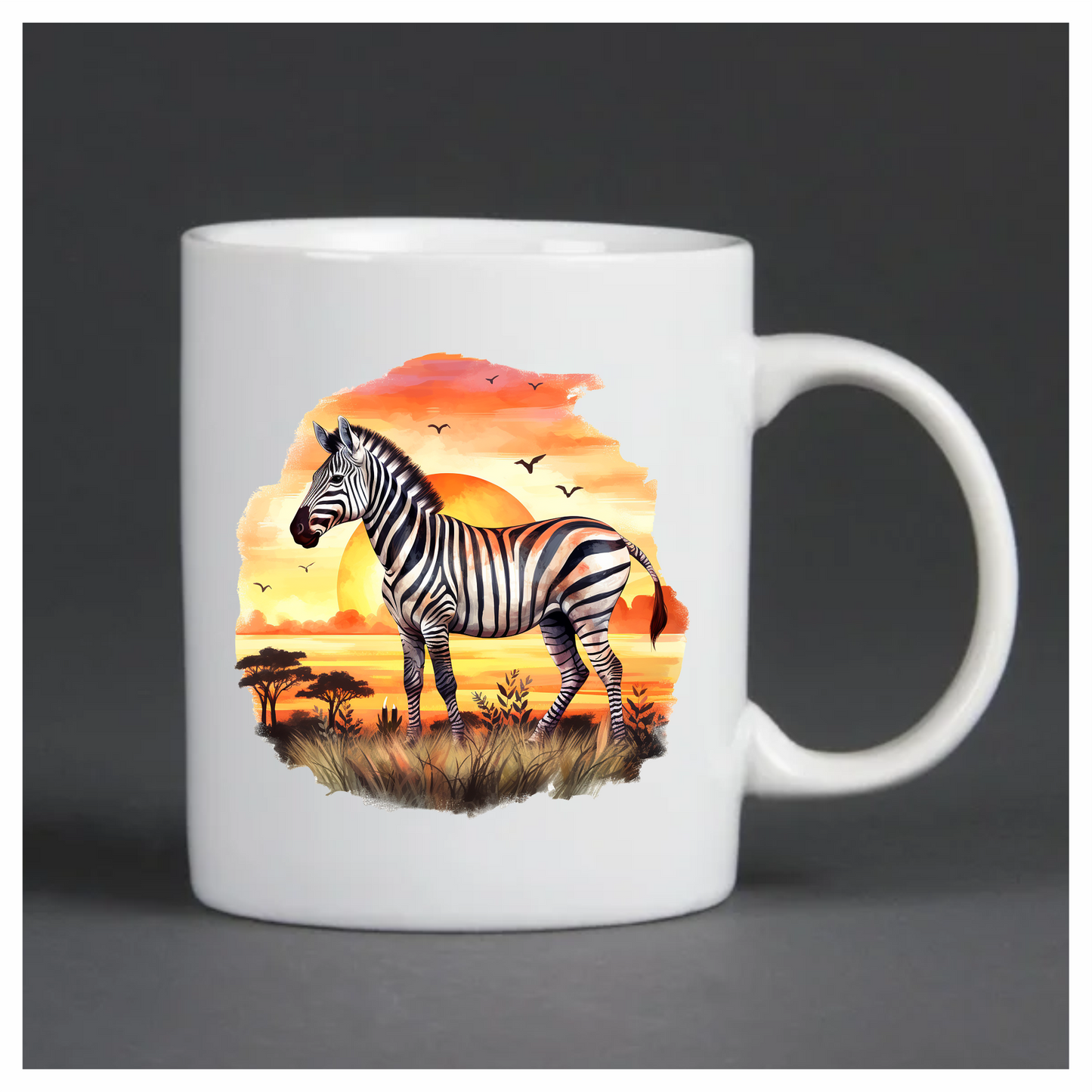 Zebra Breed Standing Sunset Orange Vinyl Decal Sticker